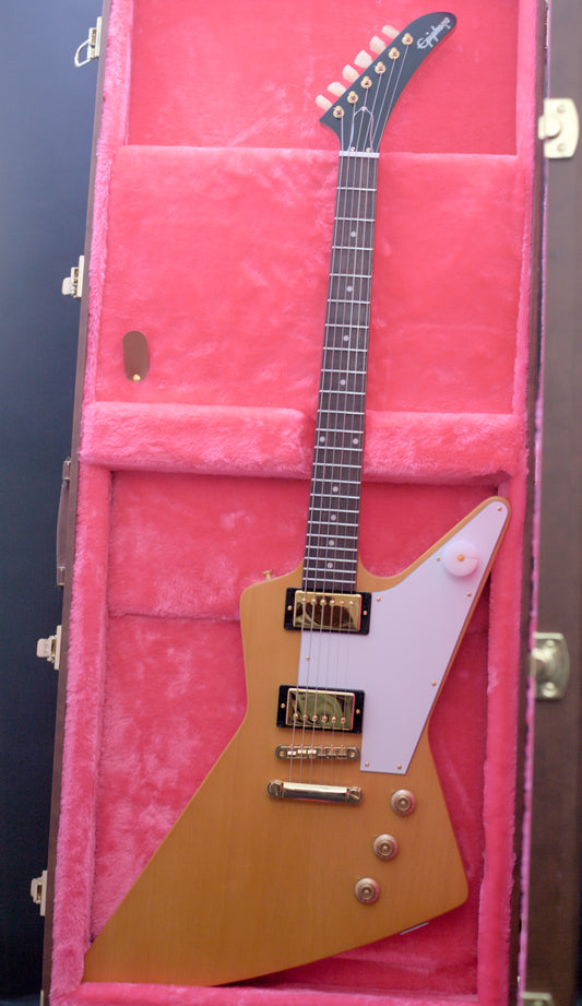 Epiphone "Inspired By Gibson" Custom 1958 Korina Explorer - Aged Natural - White Pickguard