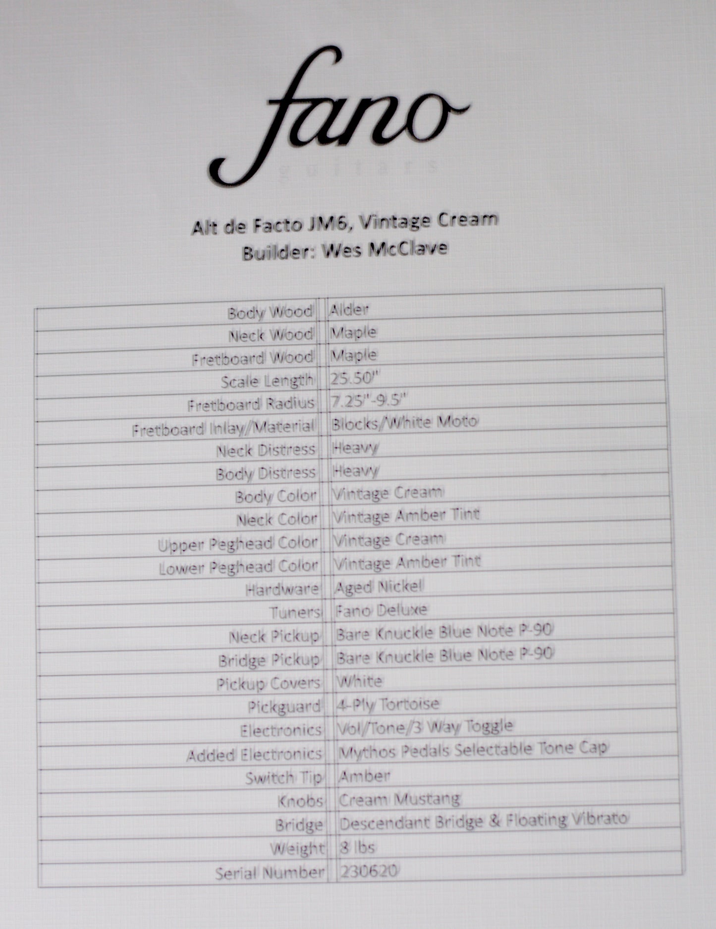 Fano Alt De Facto JM6 - Vintage Cream Heavy Distress