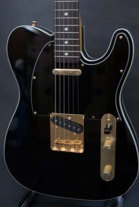 Fender Japan TL-62 Telecaster Custom Reissue MIJ, 2018, Black and Gold w/matching headstock