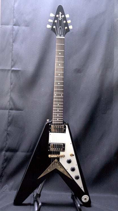 2000 Epiphone '58 Korina Flying V, Ebony - Made in Korea, w/ hard case