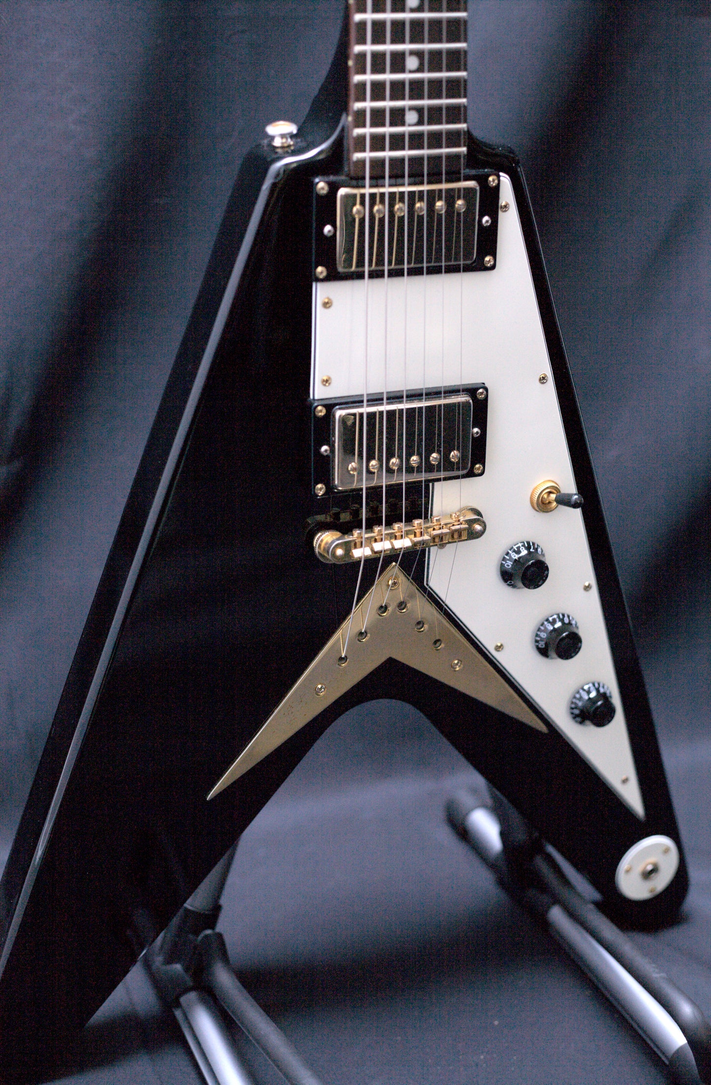 2000 Epiphone '58 Korina Flying V, Ebony - Made in Korea, w/ hard case