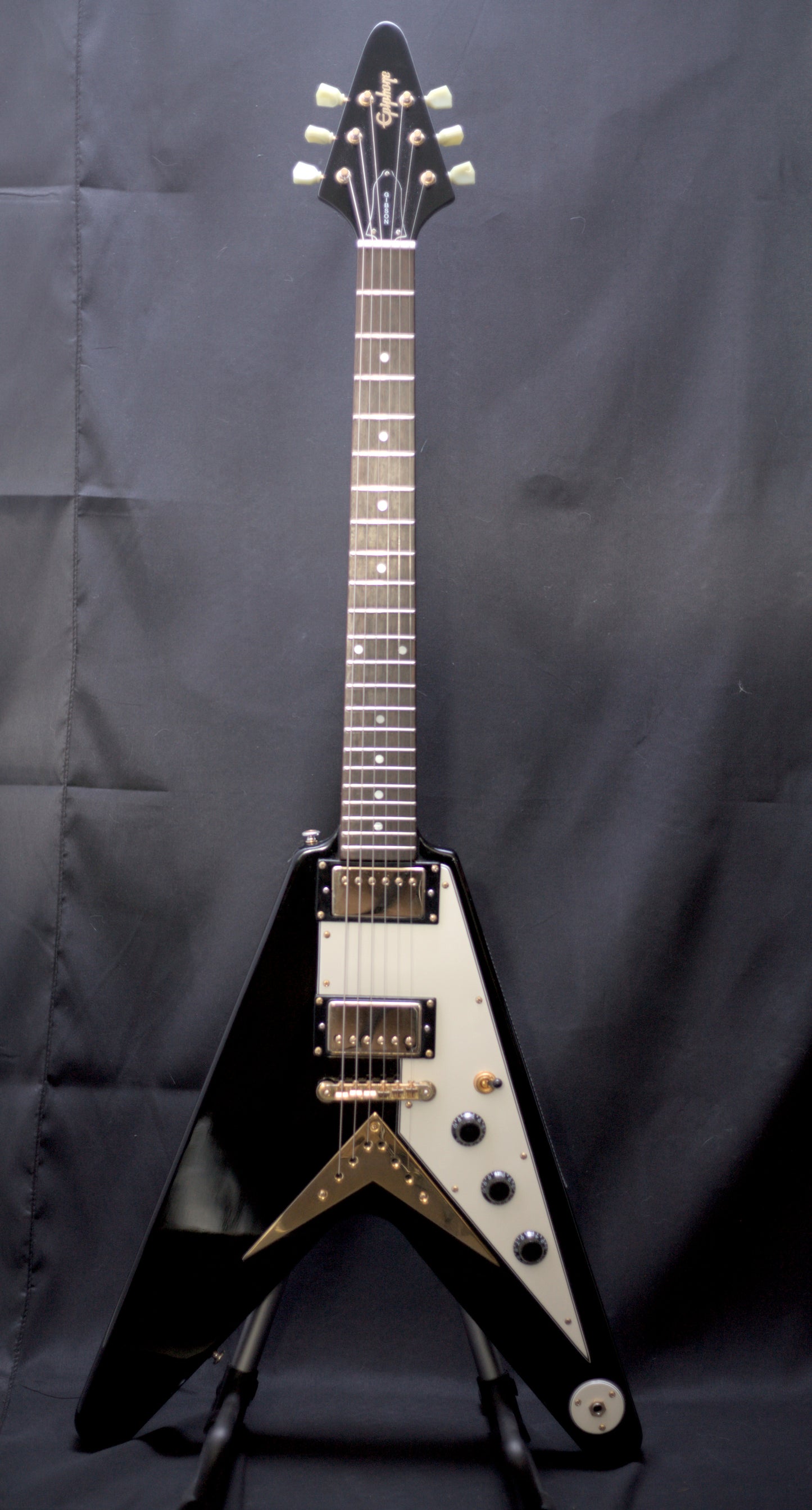 2000 Epiphone '58 Korina Flying V, Ebony - Made in Korea, w/ hard case