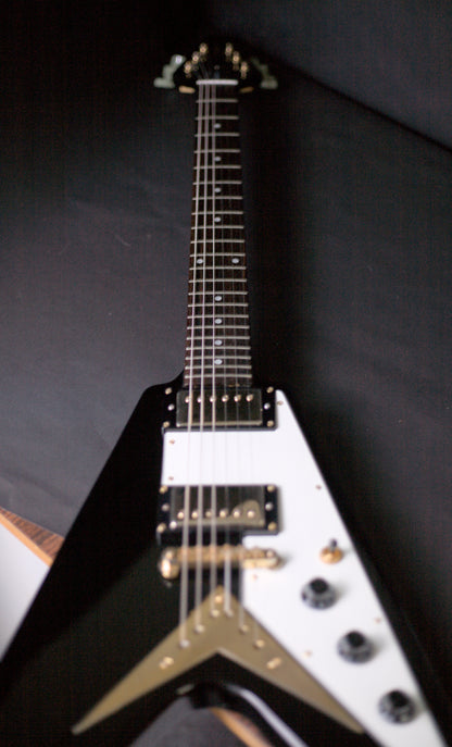 2000 Epiphone '58 Korina Flying V, Ebony - Made in Korea, w/ hard case