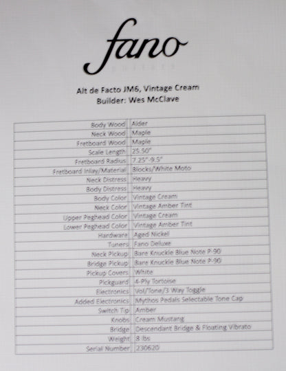 Fano Alt De Facto JM6 - Vintage Cream Heavy Distress
