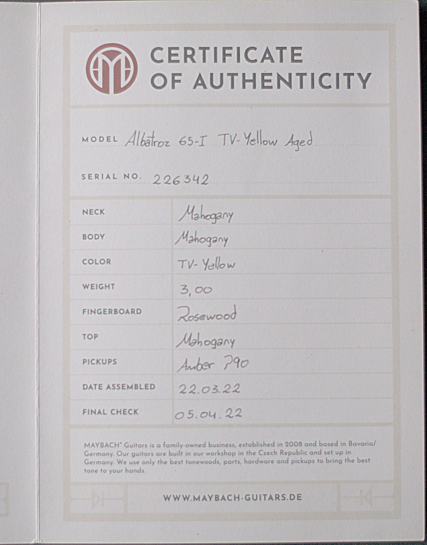 Maybach Albatroz 65 2002, Aged TV Yellow - MINT