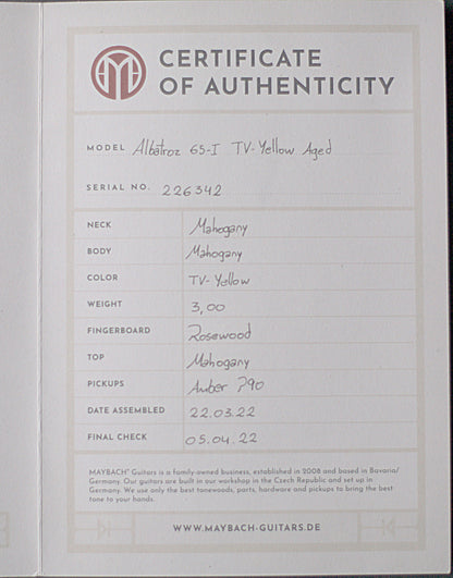 Maybach Albatroz 65 2002, Aged TV Yellow - MINT